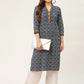 Women Indigo Blue Printed Straight Pure Cotton Kurta ( JOK 1419 Indigo )