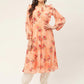 Women Orange Georgette Flared Printed kurta ( JOK 1421 Orange )