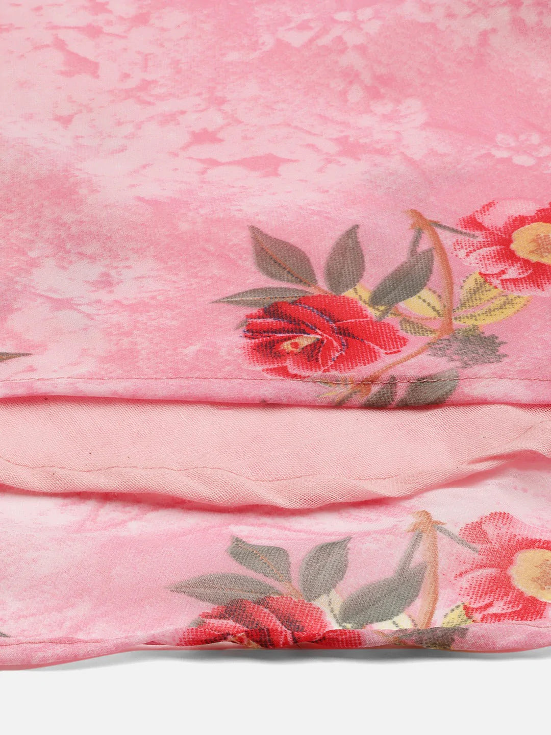 Women Pink Georgette Flared Printed kurta ( JOK 1421 Pink )