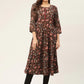 Women Brown Flared Printed kurta ( JOK 1422 Brown )