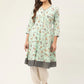 Women Sky Blue and White Flared Printed kurta ( JOK 1424 Sky )