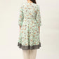 Women Sky Blue and White Flared Printed kurta ( JOK 1424 Sky )