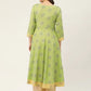 Women Green Cotton Blend Flared Printed kurta ( JOK 1425 Green )