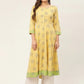 Women Pista Green Cotton Blend Flared Printed kurta ( JOK 1425 Pista )