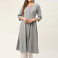 Women Grey & Red Cotton Jacquard Geometric Printed Kurta ( JOK 1430 Grey )