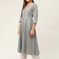 Women Grey & Red Cotton Jacquard Geometric Printed Kurta ( JOK 1430 Grey )