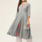 Women Grey & Red Cotton Jacquard Geometric Printed Kurta ( JOK 1430 Grey )