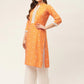 Women Orange Cotton Jacquard Geometric Printed Kurta ( JOK 1431 Orange )