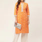 Women Orange Cotton Jacquard Geometric Printed Kurta ( JOK 1431 Orange )
