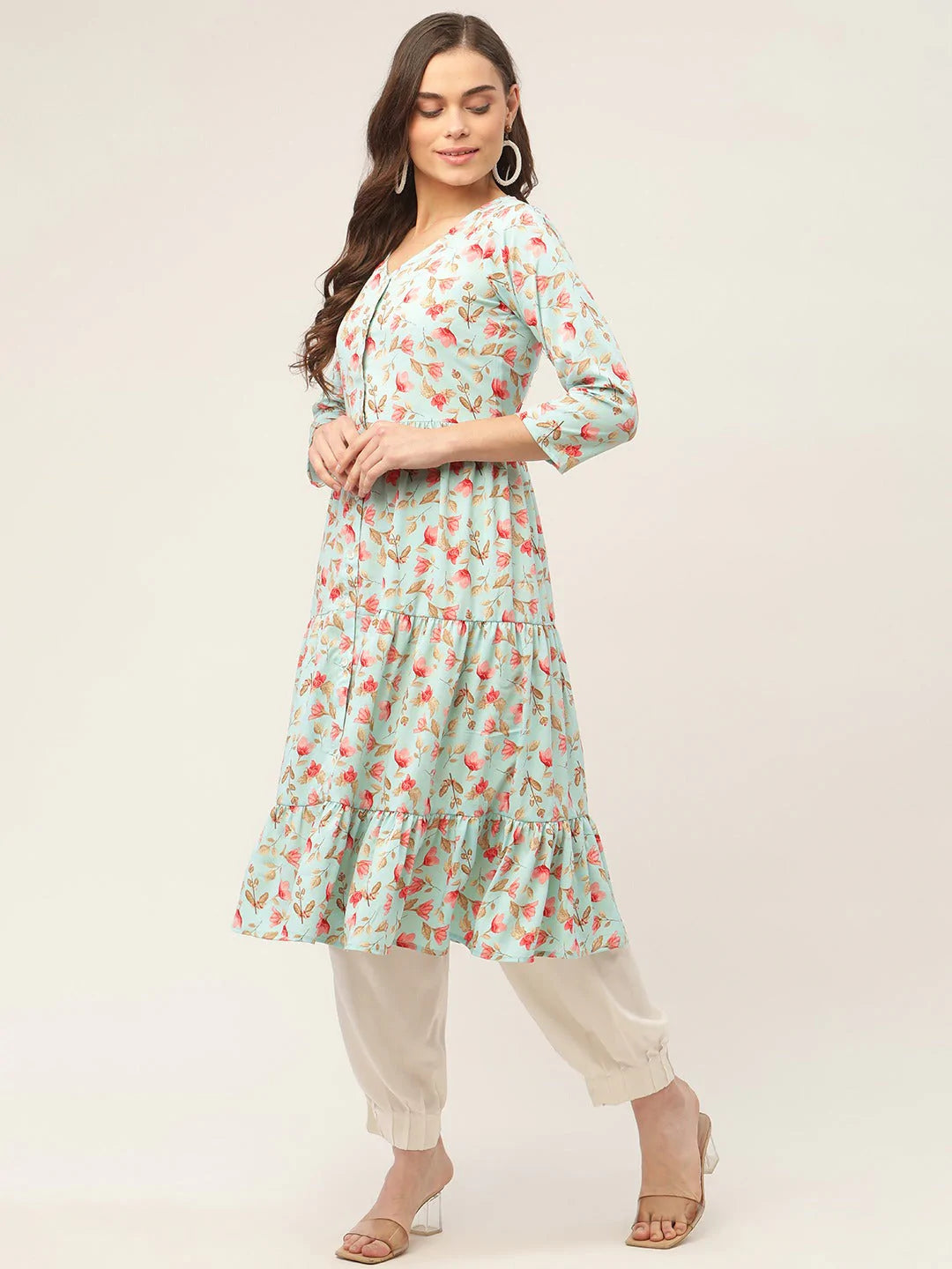 Women Sky Blue Floral Printed Kurtas ( JOK 1433 Sky )