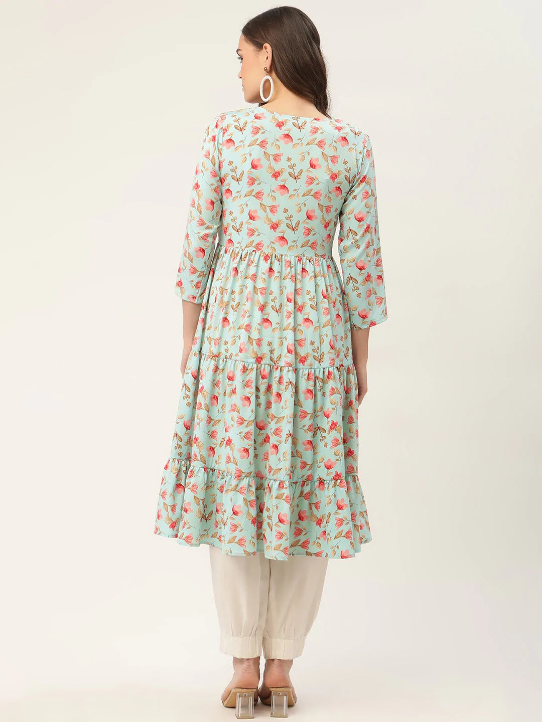 Women Sky Blue Floral Printed Kurtas ( JOK 1433 Sky )