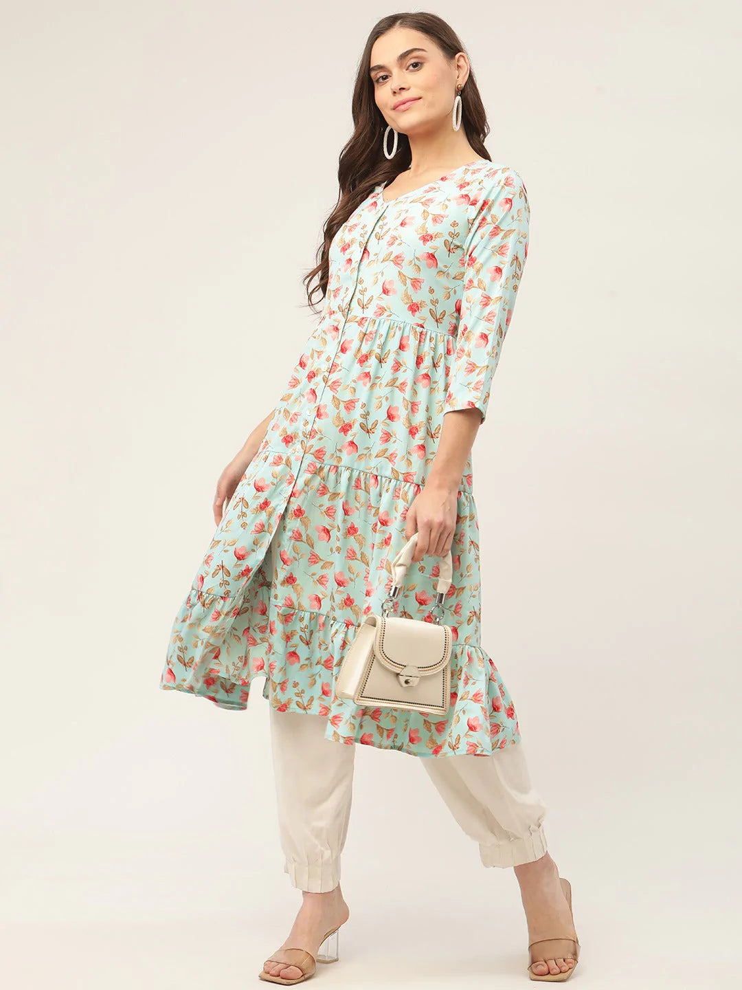 Women Sky Blue Floral Printed Kurtas ( JOK 1433 Sky )