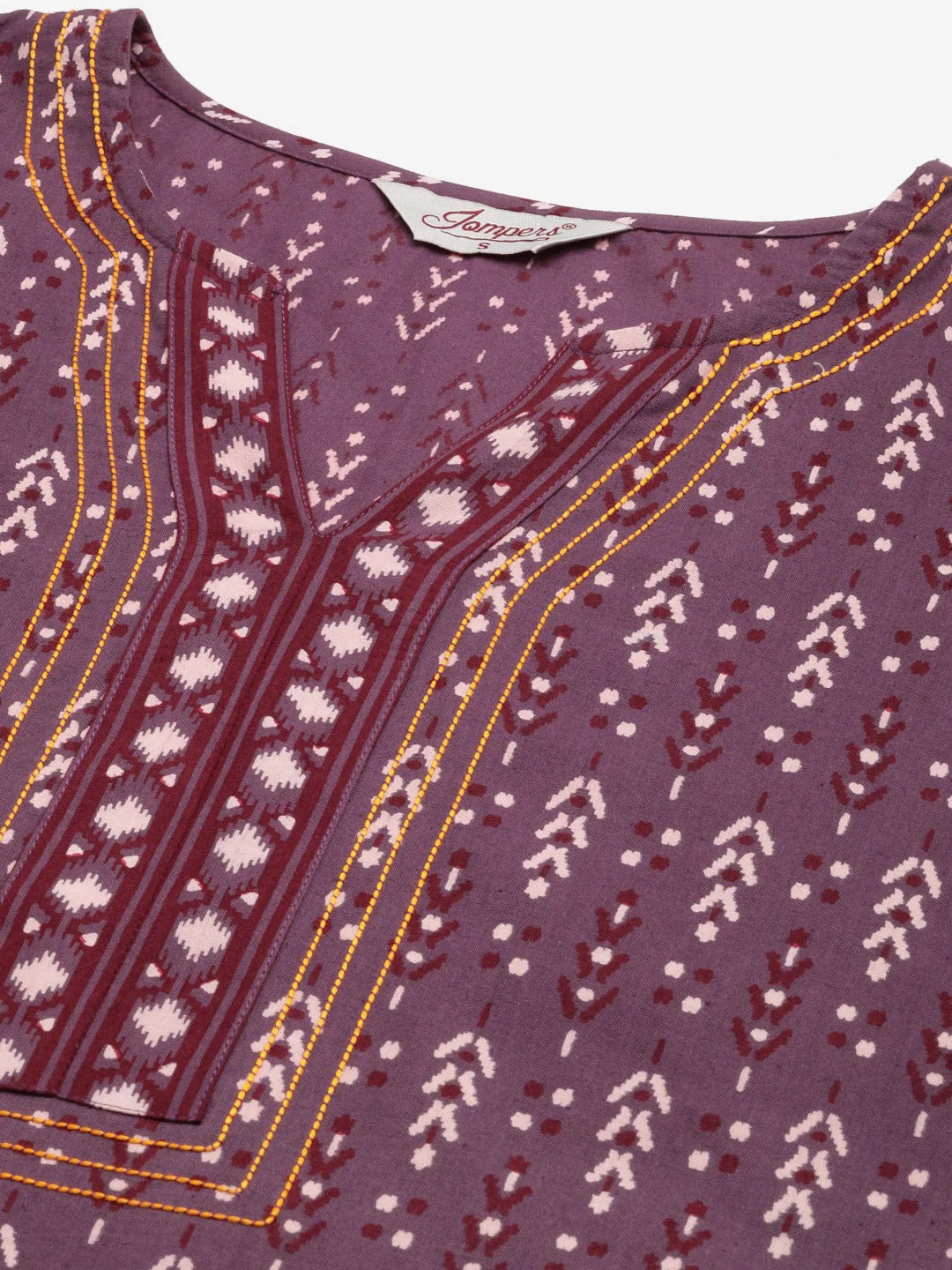 Women Purple Pure Cotton Ikat Printed Kurtas ( JOK 1434 Purple )