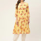 Women Yellow Georgette Floral Printed Kurtas ( JOK 1435 Yellow )