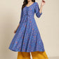 Women Blue Bandhani Printed Anarkali Kurta ( JOK 1439 Blue )