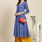 Women Blue Bandhani Printed Anarkali Kurta ( JOK 1439 Blue )