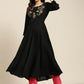 Women Black & Green Floral Embroidered Georgette Anarkali Kurta ( JOK 1440 Black )