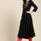 Women Black & Green Floral Embroidered Georgette Anarkali Kurta ( JOK 1440 Black )