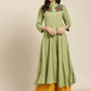 Women Green & Red Floral Embroidered Georgette Anarkali Kurta ( JOK 1441 Green )