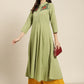 Women Green & Red Floral Embroidered Georgette Anarkali Kurta ( JOK 1441 Green )