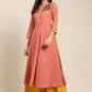 Women Rust Red & Green Floral Embroidered Georgette Anarkali Kurta ( JOK 1441 Rust )