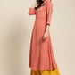 Women Rust Red & Green Floral Embroidered Georgette Anarkali Kurta ( JOK 1441 Rust )
