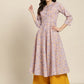 Women Purple and yellow Printed Anarkali Kurta ( JOK 1442 Purple )