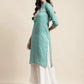 Ethnic Motifs Thread Work  Kurta ( JOK 1446 Blue )