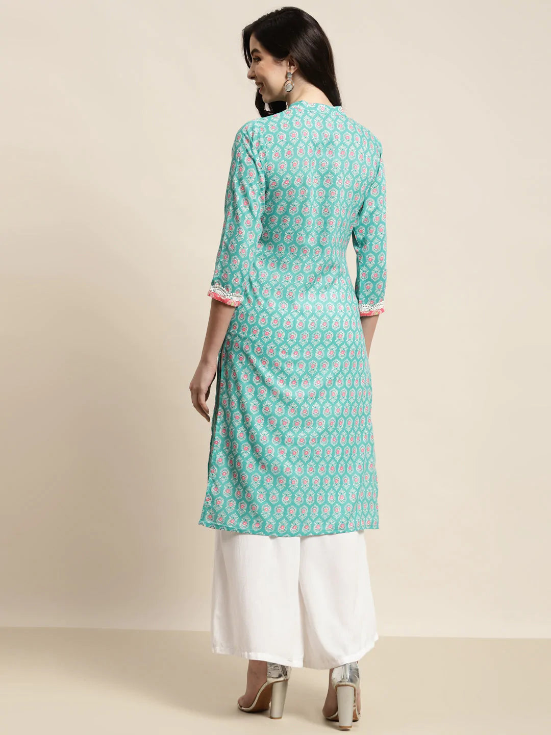 Ethnic Motifs Thread Work  Kurta ( JOK 1446 Blue )