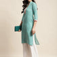 Ethnic Motifs Thread Work  Kurta ( JOK 1446 Blue )