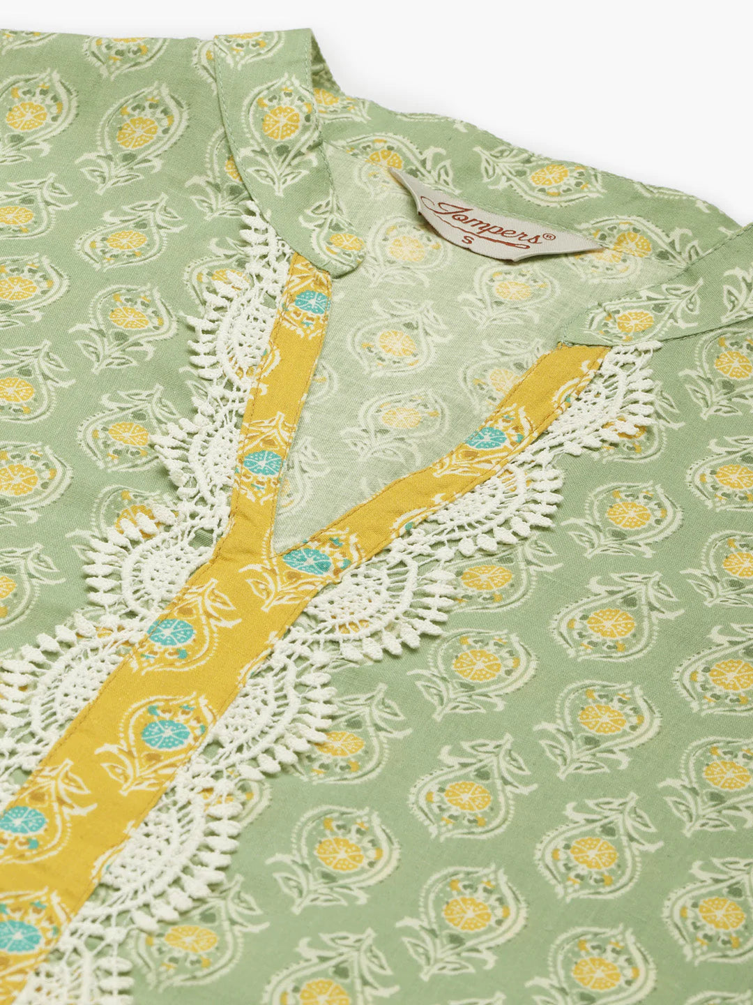 Ethnic Motifs Thread Work  Kurta ( JOK 1446 Green )