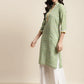 Ethnic Motifs Thread Work  Kurta ( JOK 1446 Green )