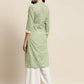 Ethnic Motifs Thread Work  Kurta ( JOK 1446 Green )