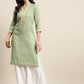 Ethnic Motifs Thread Work  Kurta ( JOK 1446 Green )