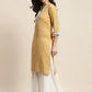 Ethnic Motifs Thread Work  Kurta ( JOK 1446 Yellow )