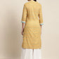 Ethnic Motifs Thread Work  Kurta ( JOK 1446 Yellow )