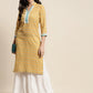 Ethnic Motifs Thread Work  Kurta ( JOK 1446 Yellow )