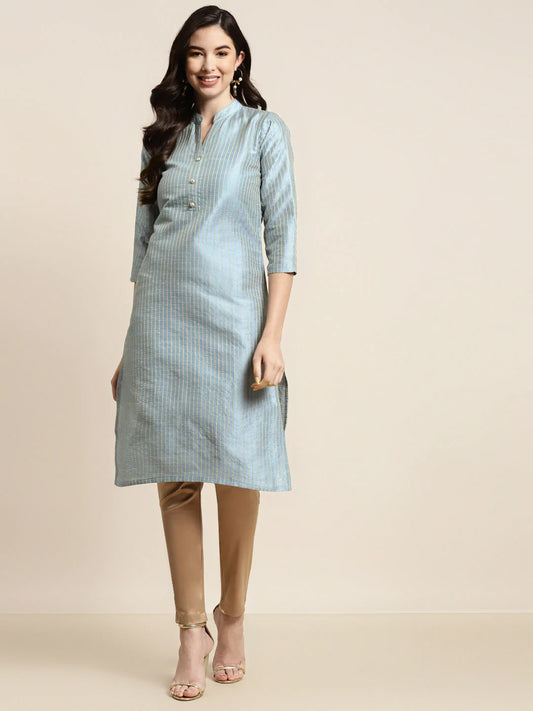 Grey Striped Thread Work Kurta ( JOK 1450 Grey )