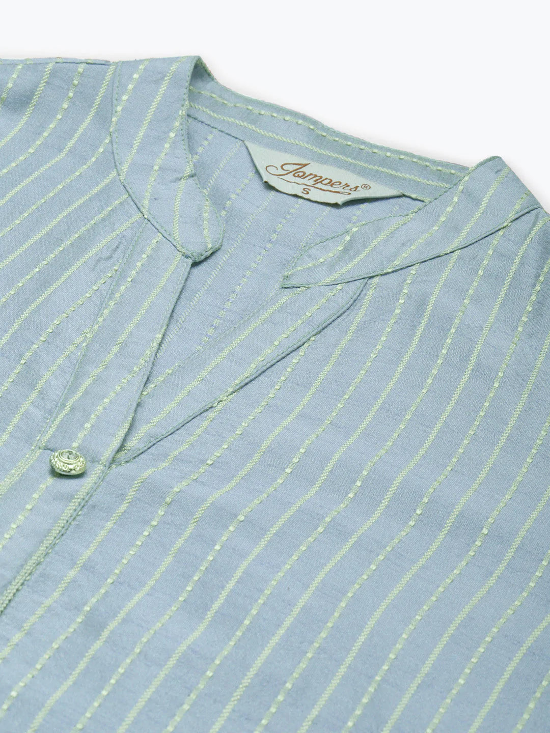 Grey Striped Thread Work Kurta ( JOK 1450 Grey )