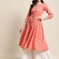 Printed Anarkali Kurta ( JOK 1452 Orange )