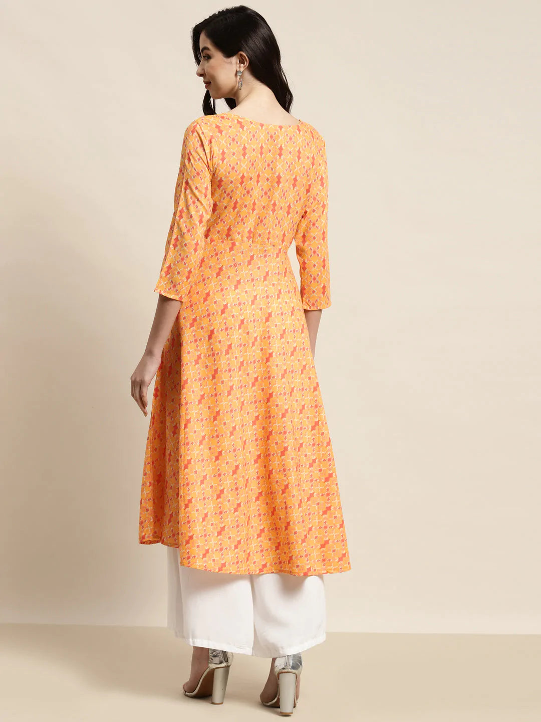 Printed Anarkali Kurta ( JOK 1452 Yellow )