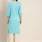 Floral Printed Embroidered Detail Kurta ( JOK 1463 Sky )
