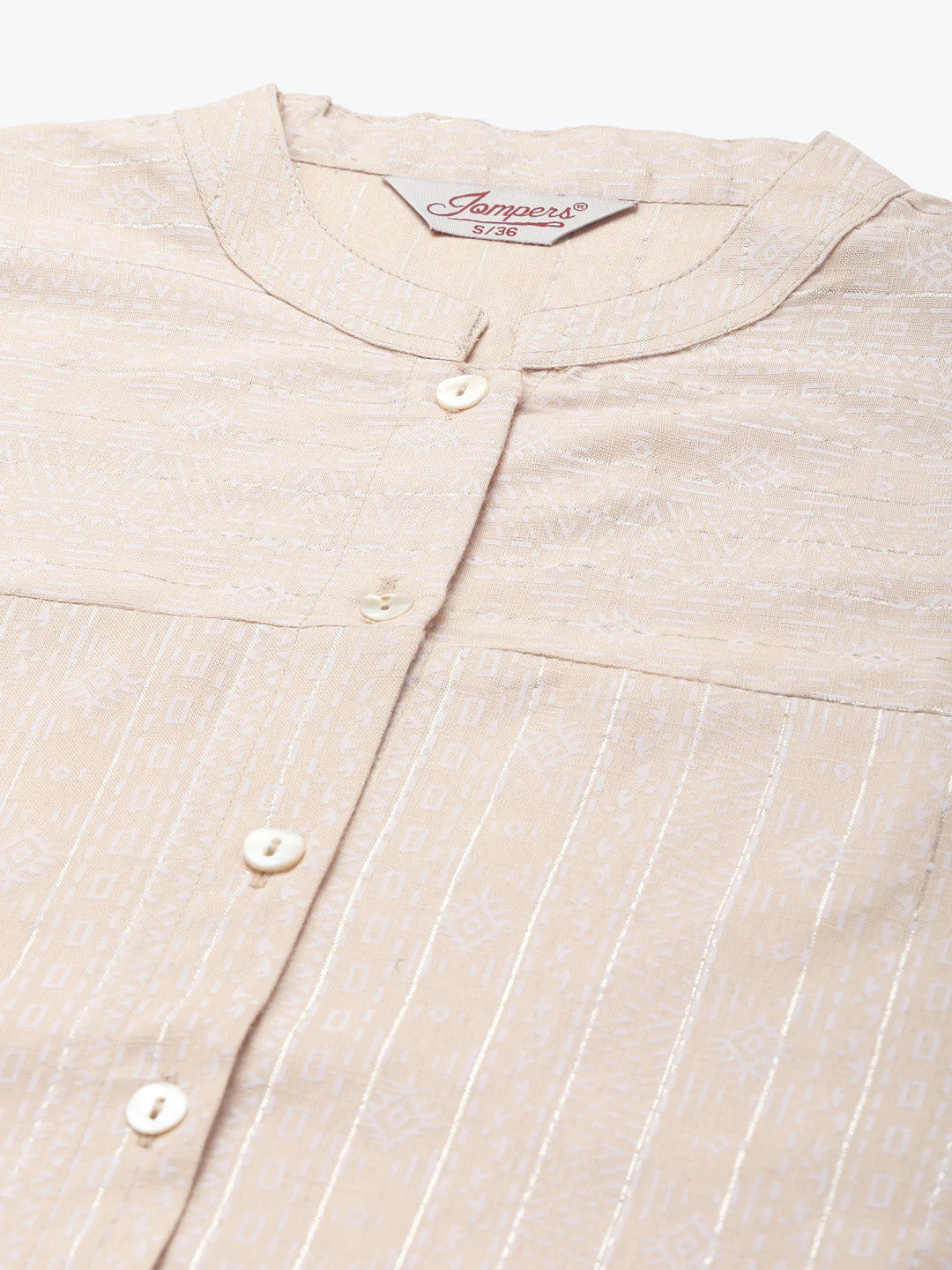Ethnic Motifs Printed Lurex Kurta ( JOK 1467 Brown )