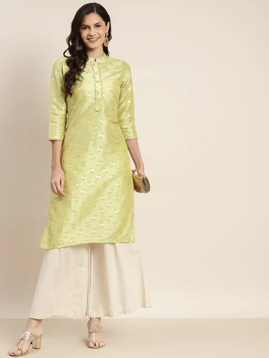 Printed Gotta Patti Kurta ( JOK 1469 Lime )