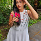 Embroidered A-Line Midi Dress