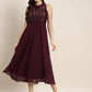Embroidered A-Line Midi Dress ( JOK 1472 Purple )