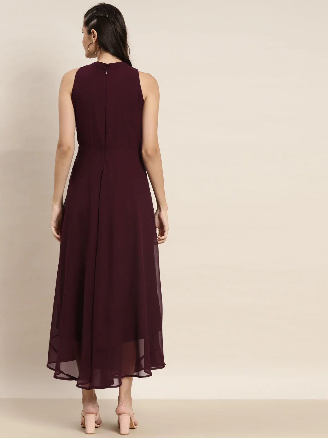Embroidered A-Line Midi Dress ( JOK 1474 Purple )
