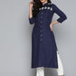 Jompers Paisley Embroidered Chikankari Navy Kurta ( JOK 1486 Navy )