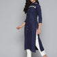 Jompers Paisley Embroidered Chikankari Navy Kurta ( JOK 1486 Navy )