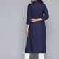 Jompers Paisley Embroidered Chikankari Navy Kurta ( JOK 1486 Navy )